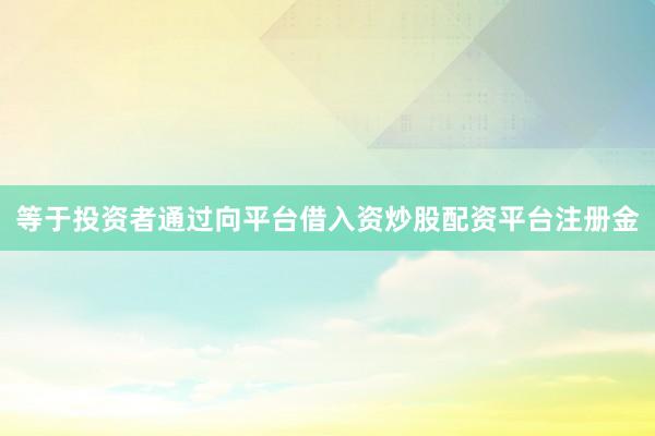 等于投资者通过向平台借入资炒股配资平台注册金