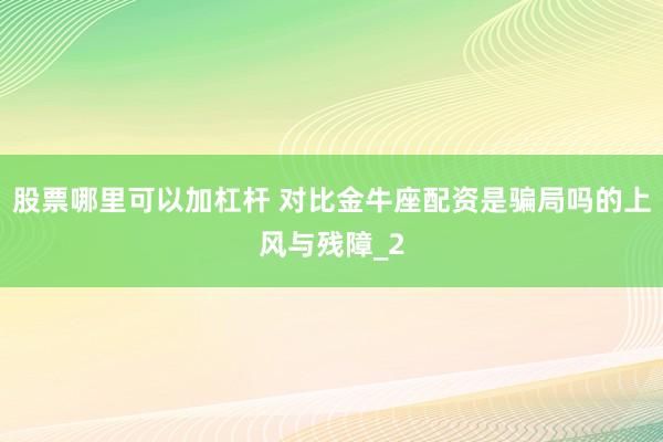 股票哪里可以加杠杆 对比金牛座配资是骗局吗的上风与残障_2