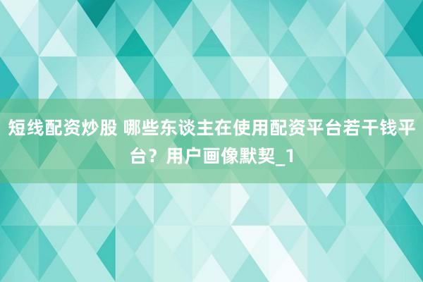 短线配资炒股 哪些东谈主在使用配资平台若干钱平台？用户画像默契_1